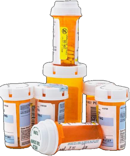 Labeled prescription bottles